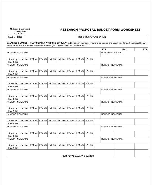 7+ Research Budget Templates   Word, PDF, Excel | Free & Premium 