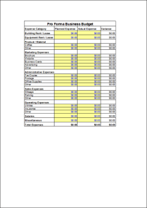 Pro forma Business Expense Budget Template: It helps businesses 