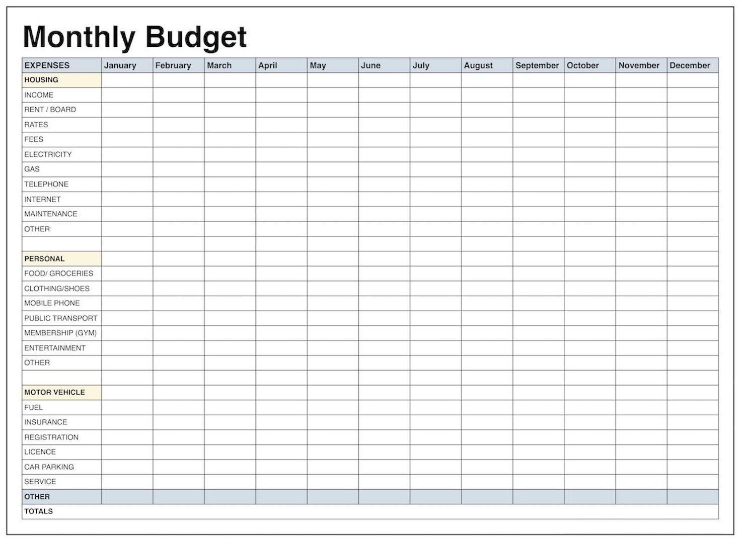 Blank Monthly Budget Template Pdf | Blank Templates | Budgeting 