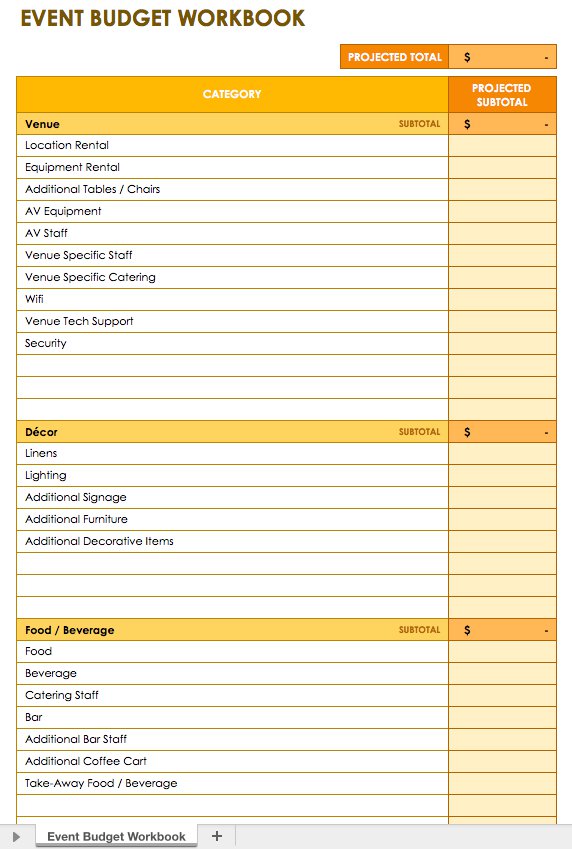 Free Event Budget Templates Smartsheet