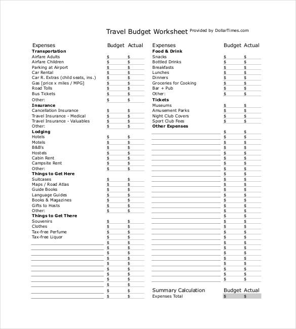 sample travel budget   Monza.berglauf verband.com