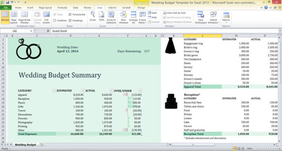 Wedding Budget Template for Excel 2013 Wedding Budget Template for Excel 2013
