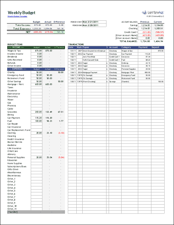 Weekly Budget Planner and Money Manager
