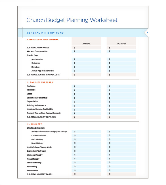 Youth Ministry Budget Template Template Creator