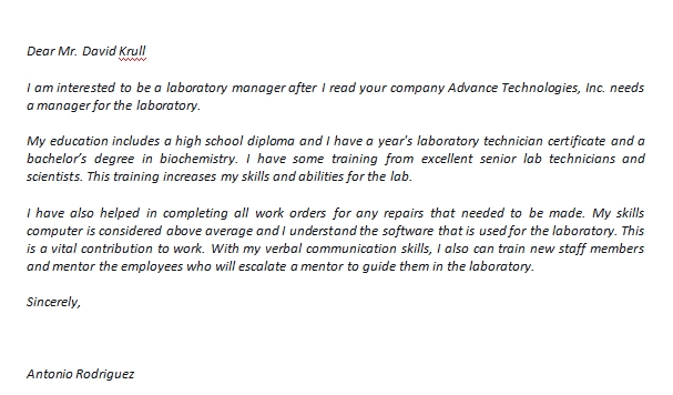 Lab Manager Cover Letter And Its Great Sample Template Creator 