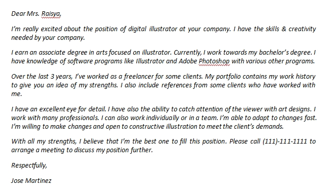 Digital Illustrator Cover Letter And Its Sample Template Creator