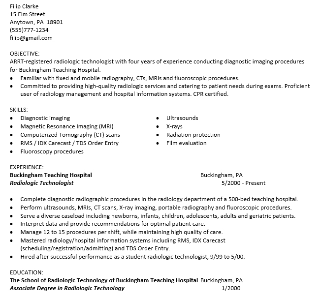 5 Ultrasound Technician Resume Template Creator 8366