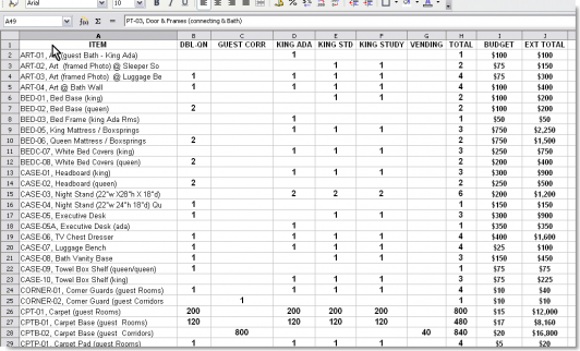 FF&EZ® Design Specifications Software :: Creating Preliminary 