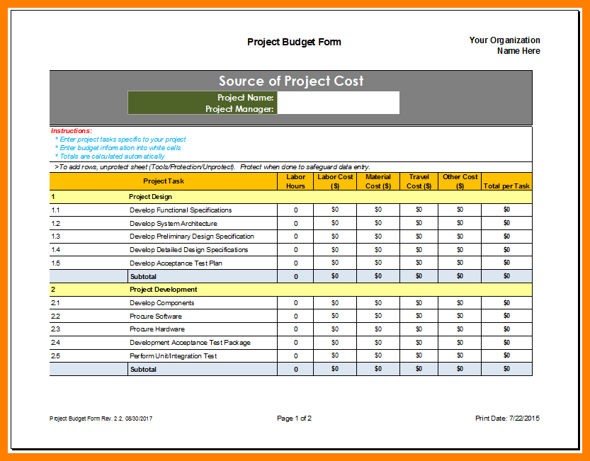 Proposal Budget Template Excel Template Creator