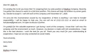 Part Time Job Resignation Letter and Its Sample | Template Creator