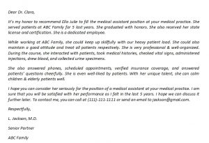 Medical Assistant Reference Letter and Its Sample | Template Creator